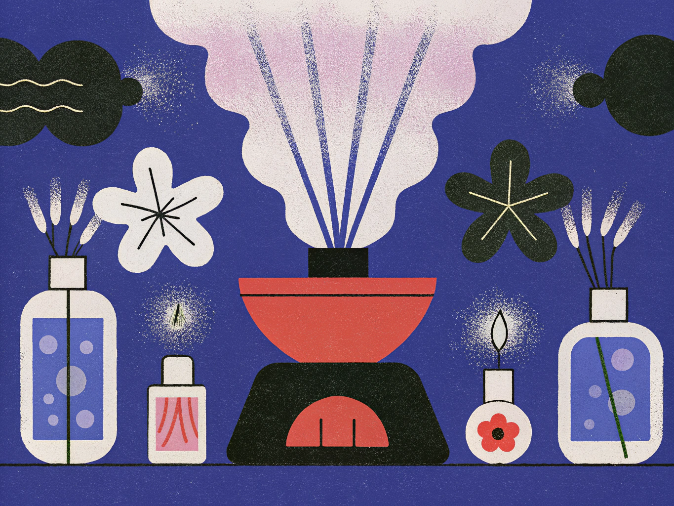 Flacons d'huiles essentielles avec des plantes aromatiques fraîches sur un fond naturel